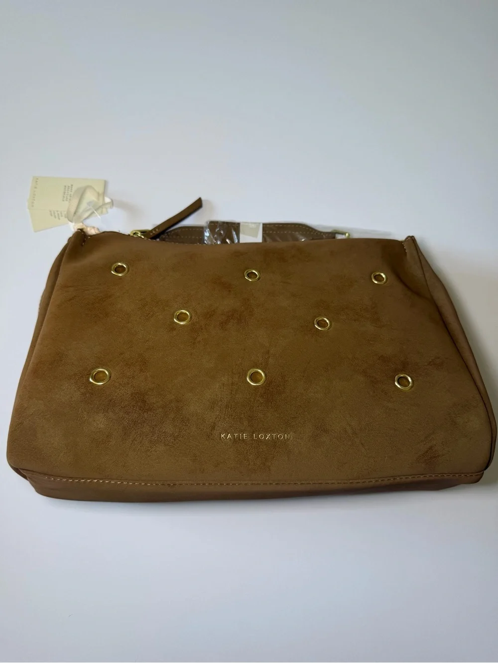 Katie Loxton Tan Vegan Suede Tote with Matching Wallet